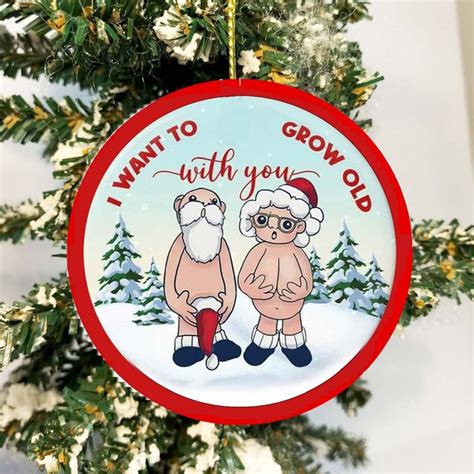 Naked Santa Ornament Mr Mrs Claus Gag Gift Christmas Tree Decor