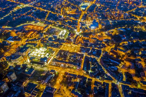 Rybnik z lotu ptaka nocą POLAND ON AIR