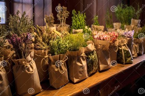 Herbs In Paper Bags Labeled With Names Stock Photo Image Of Spices