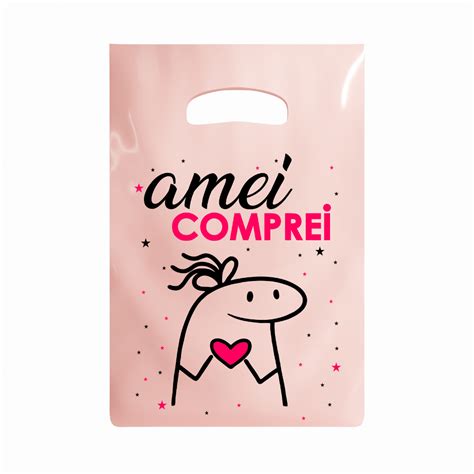 Sacolas Pl Sticas Personalizada Frase X Amei Comprei