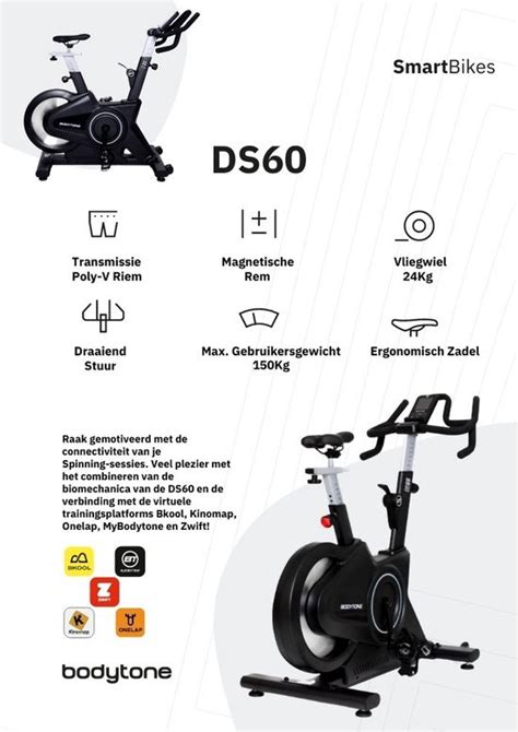 Bodytone Ds Smart Bike Indoor Bike Met Zwift Kinomap Connectie