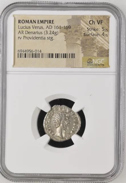 Roman Empire Lucius Verus Ad Silver Denarius Ngc Ch Vf