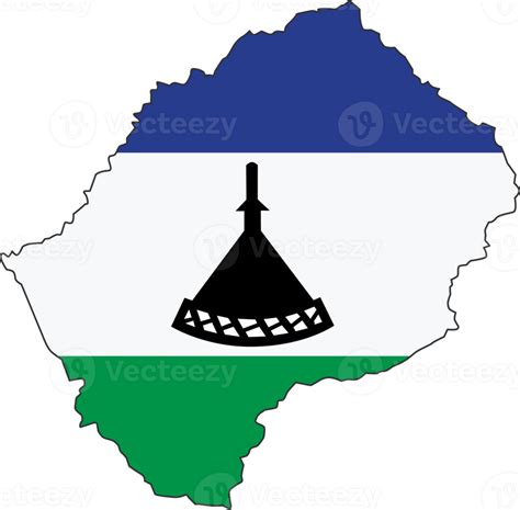 Lesotho map city color of country flag. 12096533 PNG