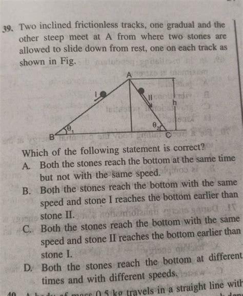 Two Inclined Frictionless Tracks One Gradual And The Other Steep Meet At