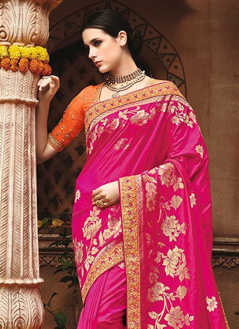 Pink Pure Banarasi Silk Wedding Saree