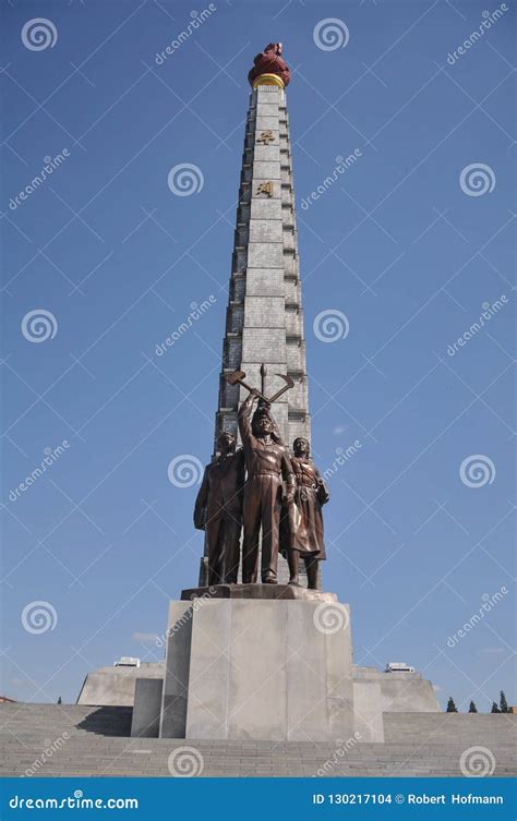 Juche Tower And Workers Party Monument In Pyongyang North Korea