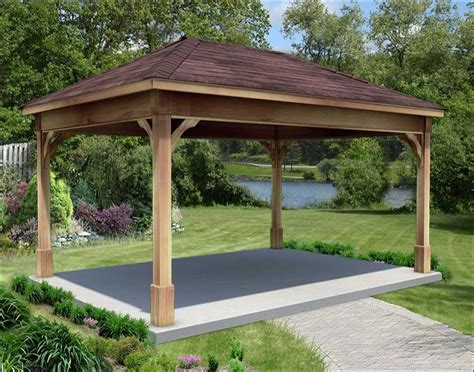 Rough Cut Cedar Single Roof Open Rectangle Pavilions Pavilions By