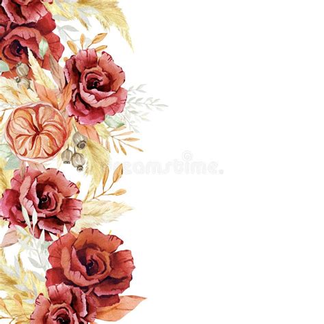 Burgundy Flower Border Stock Illustrations 4973 Burgundy Flower