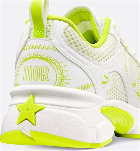 Miss Dior — Dior Chrono Sneaker White And Lime Green Mesh With Leather