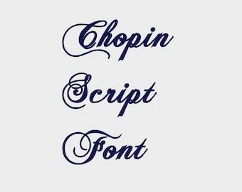 Chopin Script Embroidery Font Etsy