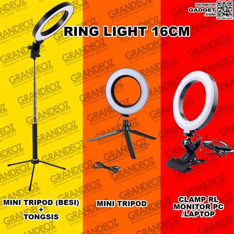 Jual PAKET RING LIGHT 33CM TRIPOD CLAMP PC MONITOR DESKTOP LAPTOP