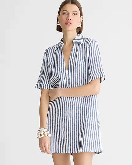 J Crew Bungalow Popover Dress In Striped Linen For Women