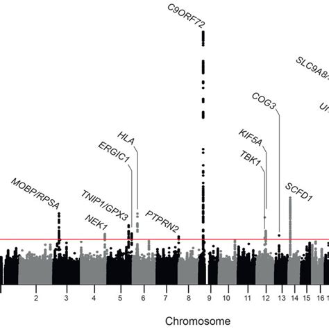 Manhattan Plot For New Als Genome Wide Association Study Gwas