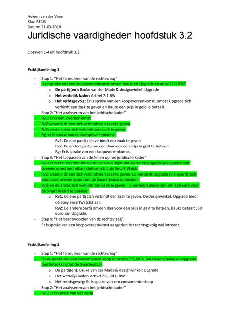 Juridische Vaardigheden Week 4 Klas RE1G Datum 21 09 Juridische