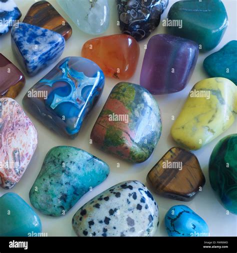 Semi Precious Stones Mixed Stock Photo Alamy