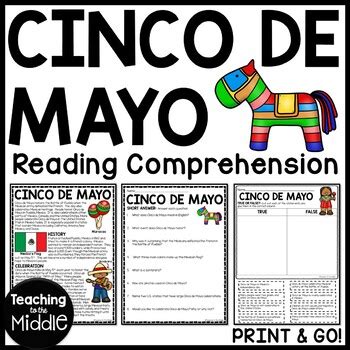 Cinco De Mayo Reading Comprehension Worksheet May Th Mexico Tpt