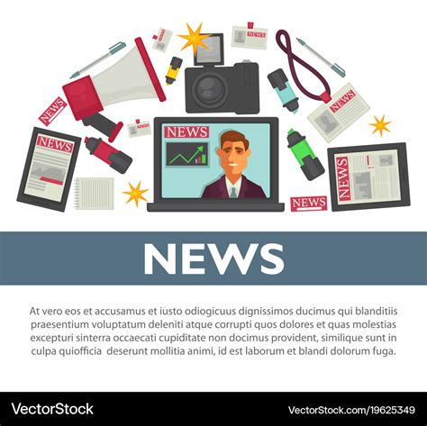 News poster flat design of tv reporter Royalty Free Vector