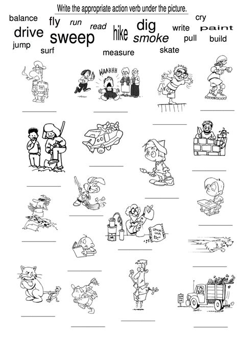 Action Verbs Coloring Pages