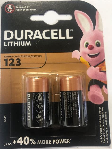 Duracell CR123A Lithium battery