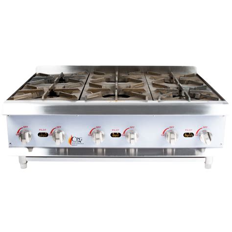 Cooking Performance Group Hp636 6 Burner Gas Hot Plate With Cabinet Base 132 000 Btu