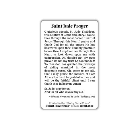 Saint Jude Thaddeus Novena Prayer For Desperate Cases Pocket Prayerfulls™ Durable Wallet