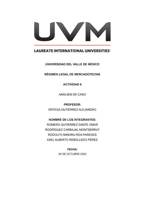 A Dorg Tarea R Gimen Legal Universidad Del Valle De M Xico R Gimen