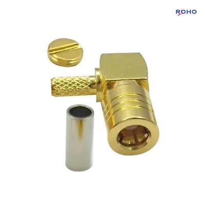 SMB Plug Female Right Angle Connector Crimp Solder Attachment For Rg174