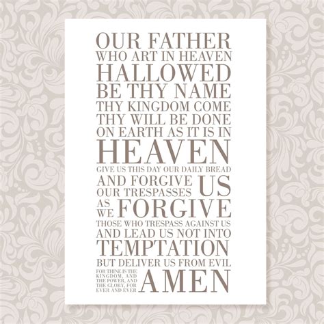 The Lords Prayer Our Father A4 Print In 5 Colours