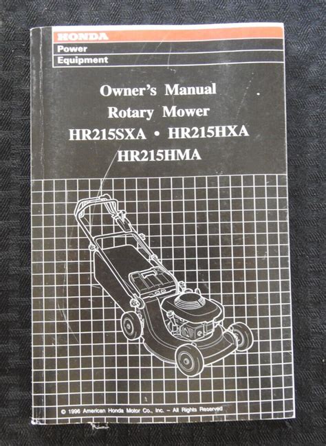 Genuine Honda Hr215 Sxa Hxa Hma Walk Behind Mower Operators Owners Manual Nmt Ebay