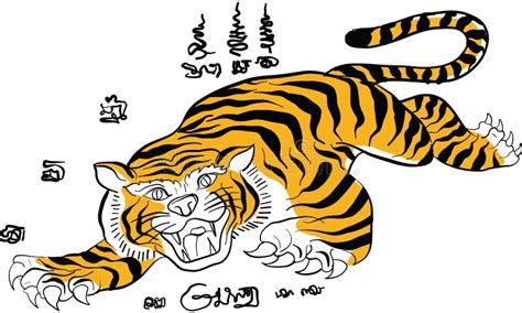 Thailand Traditional Tattoo Tiger Stock Vector Illustration Of