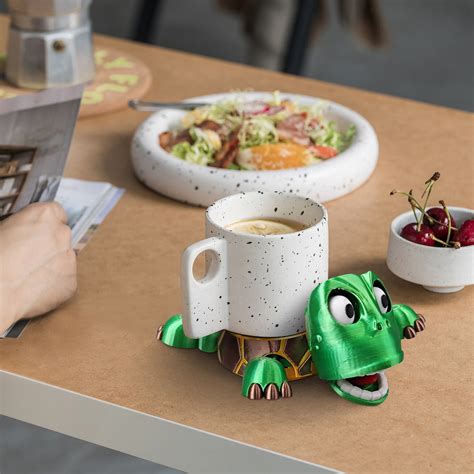 Turtle Cup Holder With Funny Face 3d Printed Coaster Lifts Limbs When
