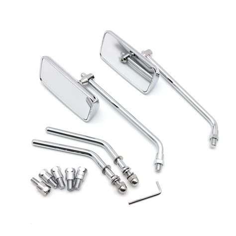 Chrome Rectangle Motorcycle Rearview Side Mirrors For Honda Kawasaki