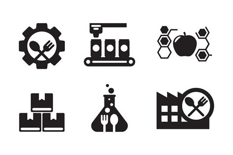 Set Of Food Industry Icons In Black Design Isolated On White Background