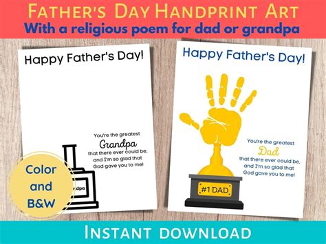 Fathers Day Handprint Craft Fathers Day Poem Handprint Etsy