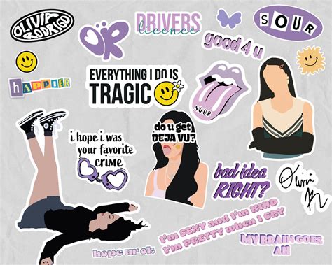 Olivia Rodrigo Sticker Pack Olivia Rodrigo SVG Sour Sticker Drivers