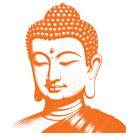 Buddha Face Orange Color Design Lord Buddha Vector Image Illustration