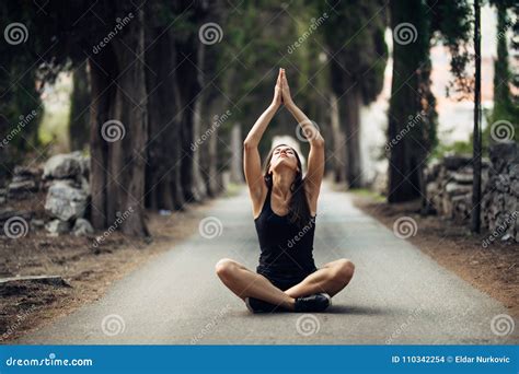 Carefree Calm Woman Meditating In Nature Finding Inner Peace Yoga