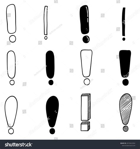 Set Hand Drawn Sketch Exclamation Marks Stock Vector Royalty Free