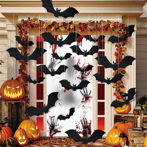 Amazon 18 PCS Hanging Bats Halloween Decorations Outdoor 3