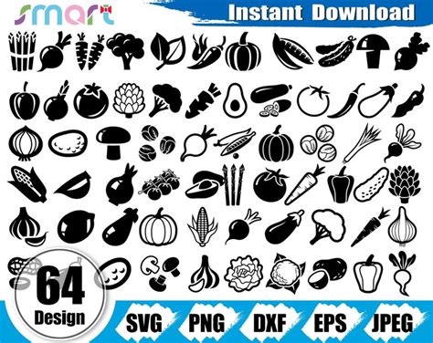 Vegetable Svg Bundlefood Svgpumpkin Svgvegetable Clipart Etsy