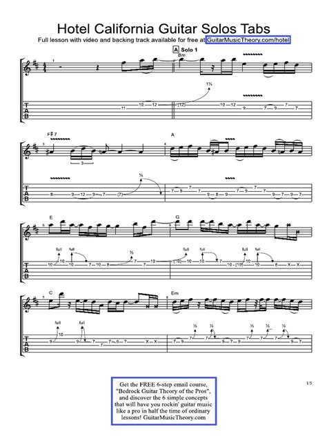 Hotel California Guitar Solo Tabs