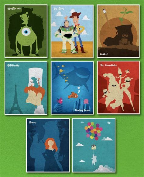 Walt Disney Pixar Movie Poster Set8x10 Disney Canvas Art Disney