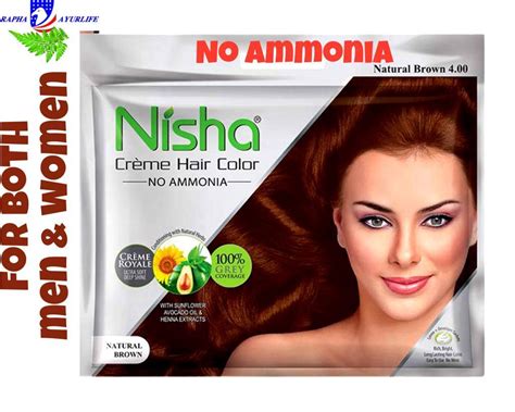 6 X Nisha Natural Brown Henna Based Cream Hair Color 20gm Kottakkal