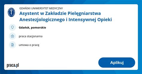 Archiwalna oferta nr 7880187 Asystent w Zakładzie Pielęgniarstwa