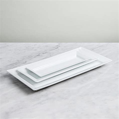 Ksp Aurora Porcelain Rectangular Platter Set Of 3 White Kitchen Stuff Plus