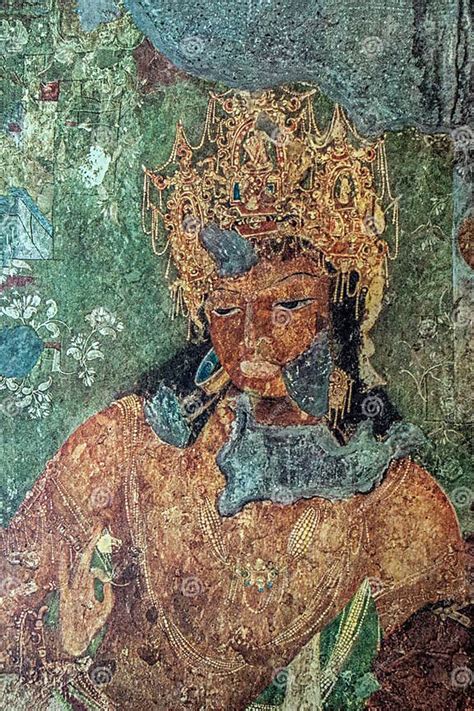 Vintage Painting Of Vajrapani Frescoes At Ajanta Rock Cut Buddhist