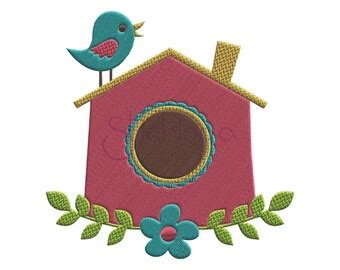 Sketched Birdhouse Machine Embroidery Fits A X Etsy