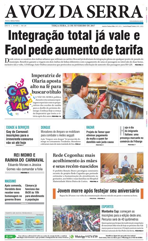 Edição de 21 de fevereiro de 2017 Jornal A Voz da Serra