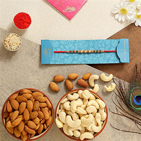 Pearl Mauli Rakhi With Almonds And Cashew Qatar Gift Pearl Mauli