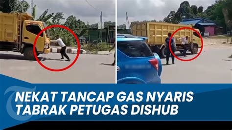 Detik Detik Petugas Dishub Nyaris Ditabrak Sopir Truk Yang Nekat